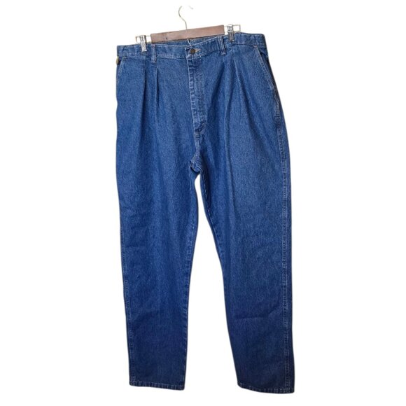 Men's WRANGLER Rugged Wear Angler Pleated Jeans Pants sz 42x34 - Picture 1 of 11